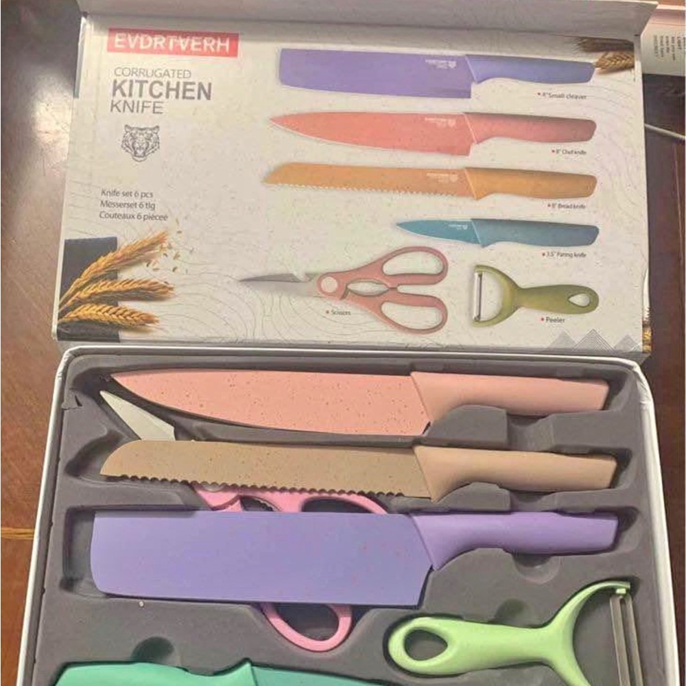 Colorful Kitchen Knives Set of 6 PCS Cute Fruit Knife Set with Gift Box